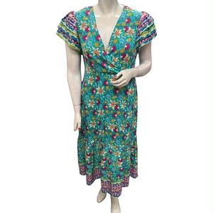 Vibrant Floral Midi Dress Size XL